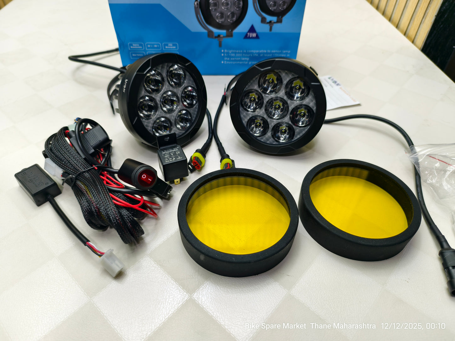 HJG 70W 7 LED FOG LIGHT WITH HARNESS ( 1 YEAR WARRANTY )