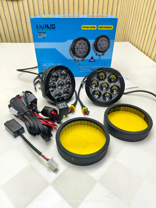 HJG 70W 7 LED FOG LIGHT WITH HARNESS ( 1 YEAR WARRANTY )