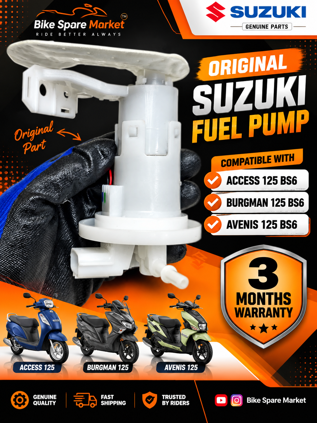 Original Suzuki Access Burgman Avenis Fuel Pump Assembly ( 3m Warranty )