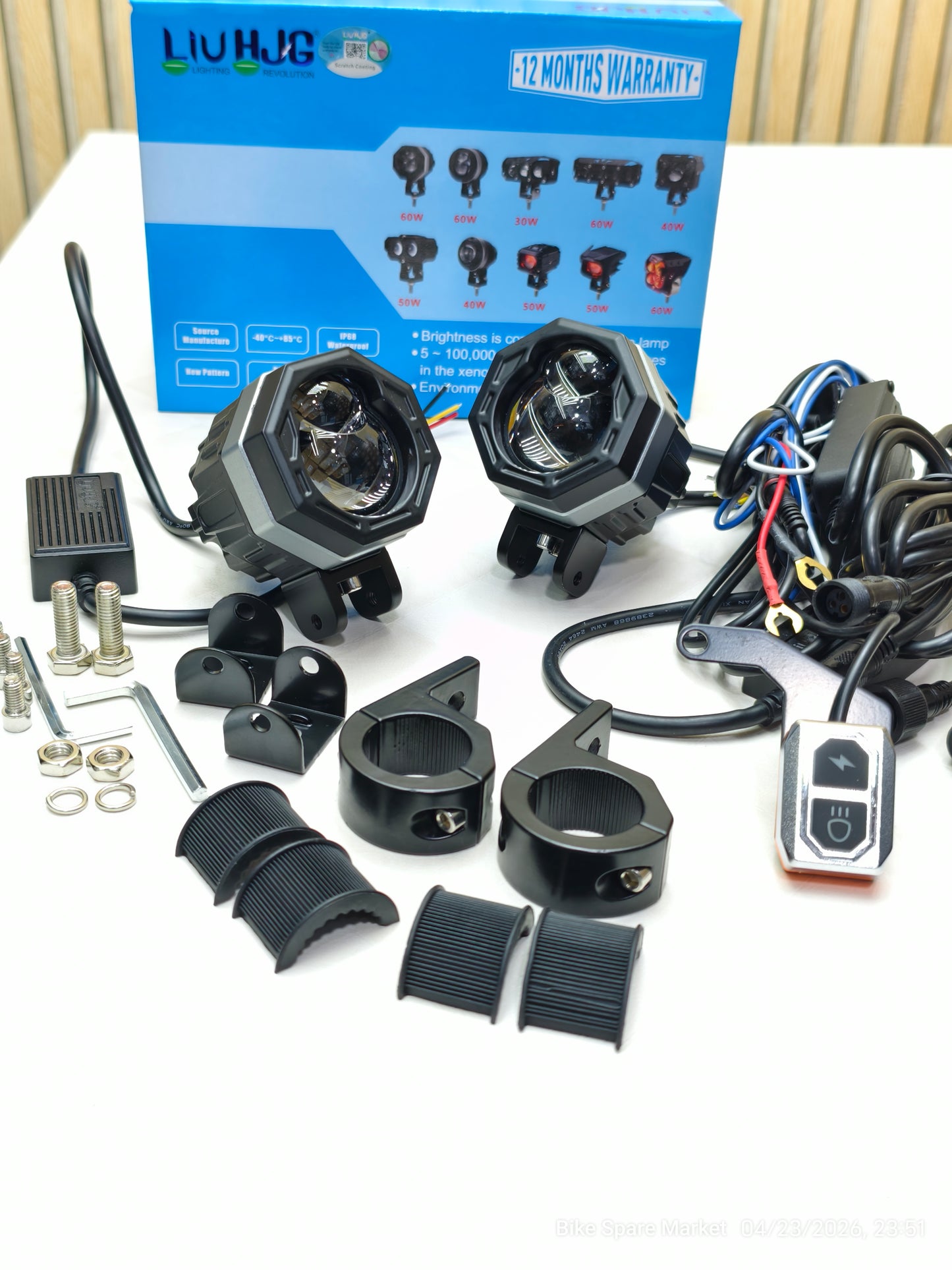 HJG 125 fog Light With Moto Powerz Harness and Clamp 120w ( 1 year warranty )