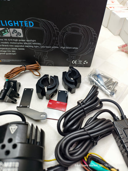 MOTO GENIUS Vk-G10 80W FOG LIGHT WITH HARNESS CLAMP FULL KIT