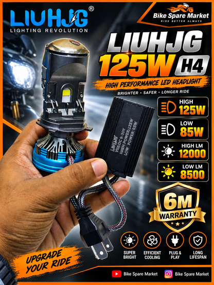 HJG 125 Watt LED H4 Headlight Projector Bulb 125w Watt High 85 Watt Low 12000LM - 8500LM 12v-80v ( 6m Warranty )