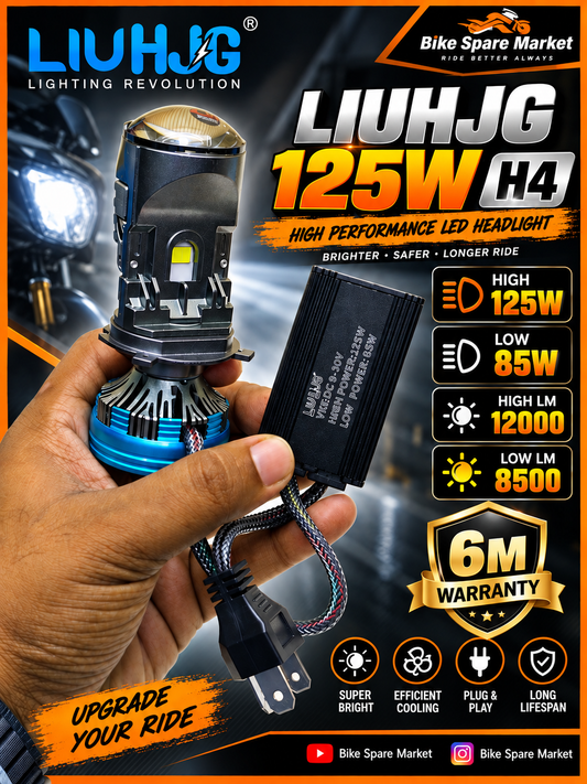 HJG 125 Watt LED H4 Headlight Projector Bulb 125w Watt High 85 Watt Low 12000LM - 8500LM 12v-80v ( 6m Warranty )