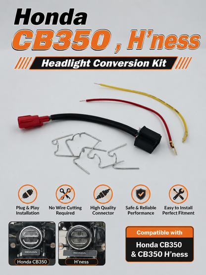 Honda CB350 , CB350 Dlx Pro , CB350c(Classic),CB350 Rs ,CB 350 Hiness H'ness  Headlight Conversation Kit ( LED to H4 )