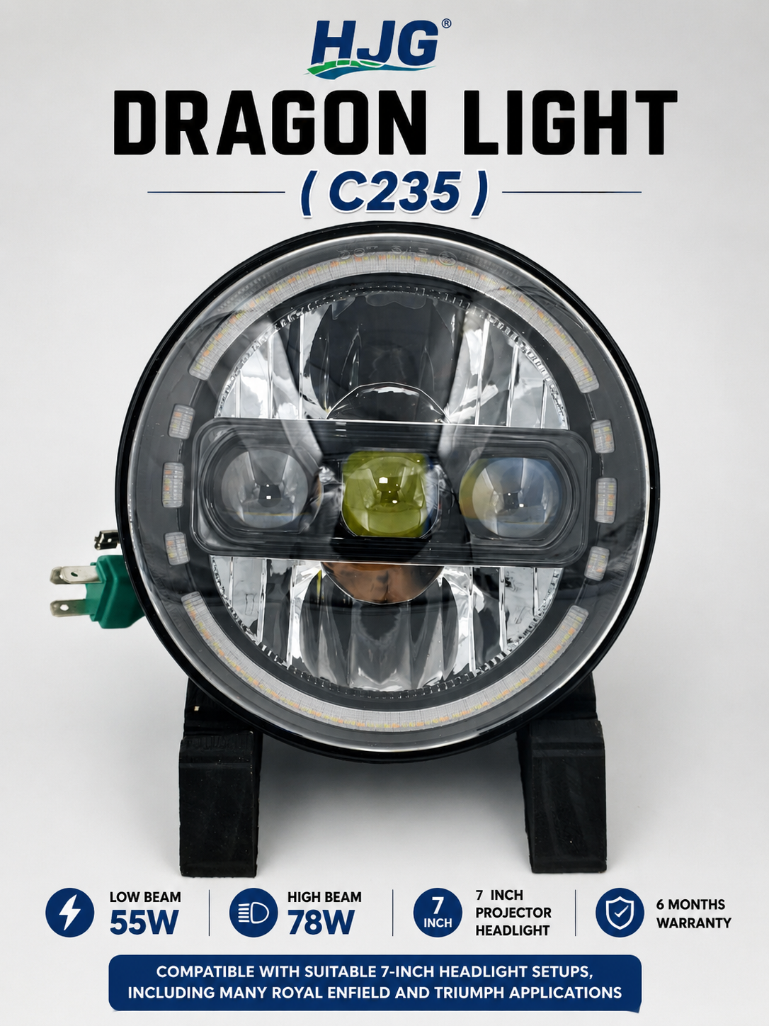 HJG C 235 DRAGON PROJECTOR HEADLIGHT 133 watt High 78w Low 55w ( 6m Warranty )