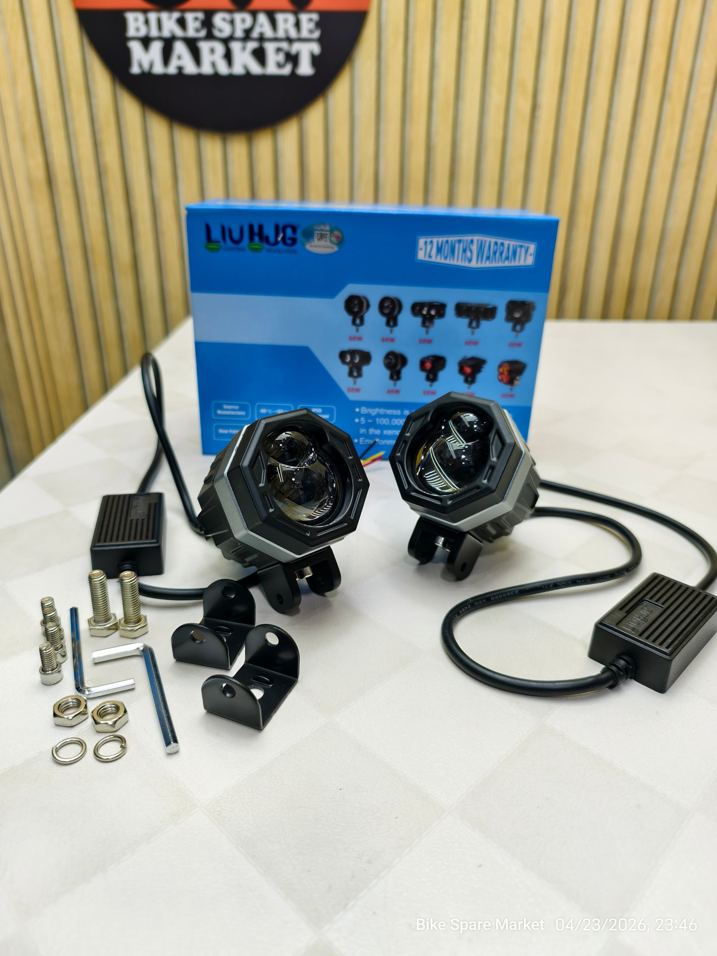 HJG 125 fog Light With Moto Powerz Harness and Clamp 120w ( 1 year warranty )
