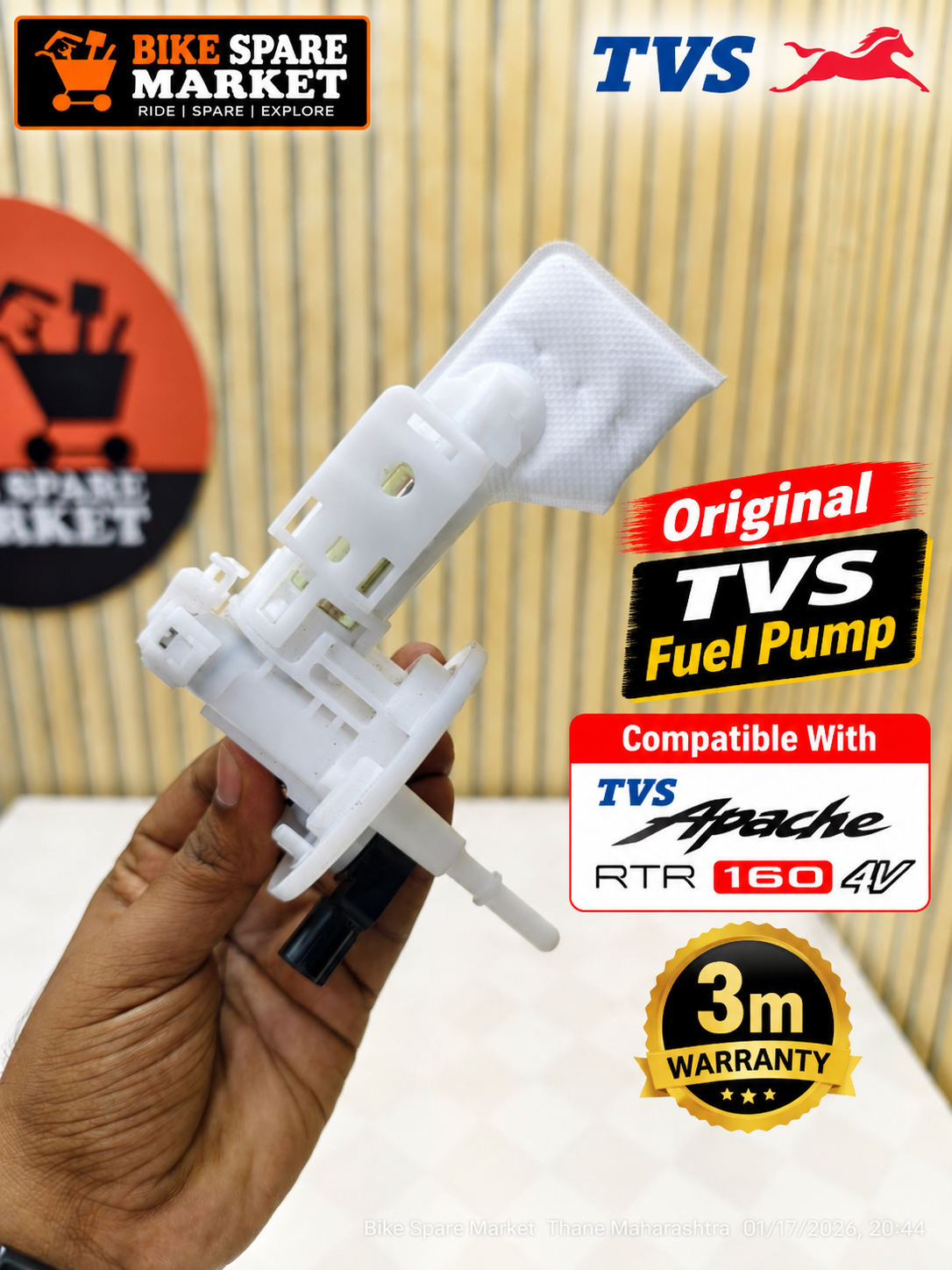 Original TVS Apache RTR 160 4v Fuel Pump Assembly (3M Warranty)