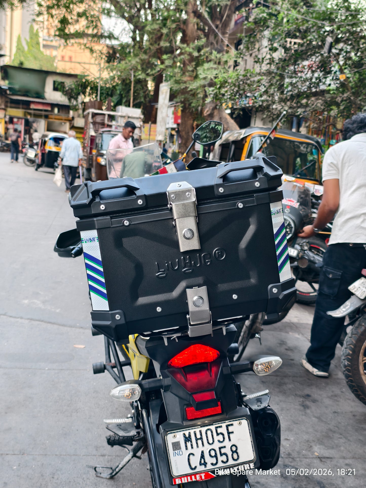 HJG 45L Aluminium Top Box With Back Rest