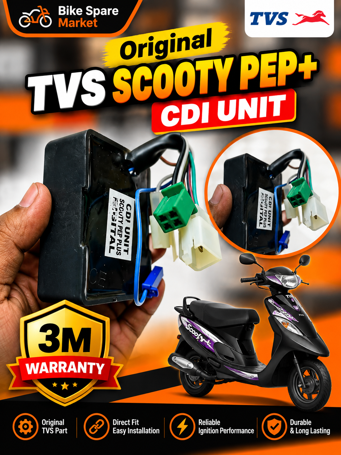 Original TVS Scooty Pep+ CDI 3m Warranty