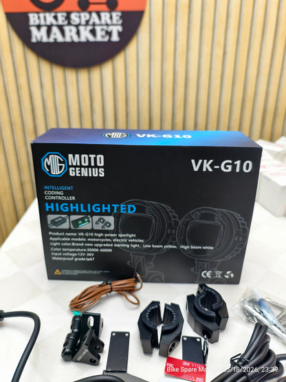 MOTO GENIUS Vk-G10 80W FOG LIGHT WITH HARNESS CLAMP FULL KIT