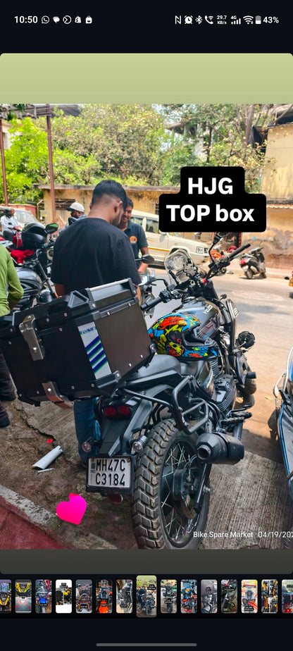 HJG 45L Aluminium Top Box With Back Rest