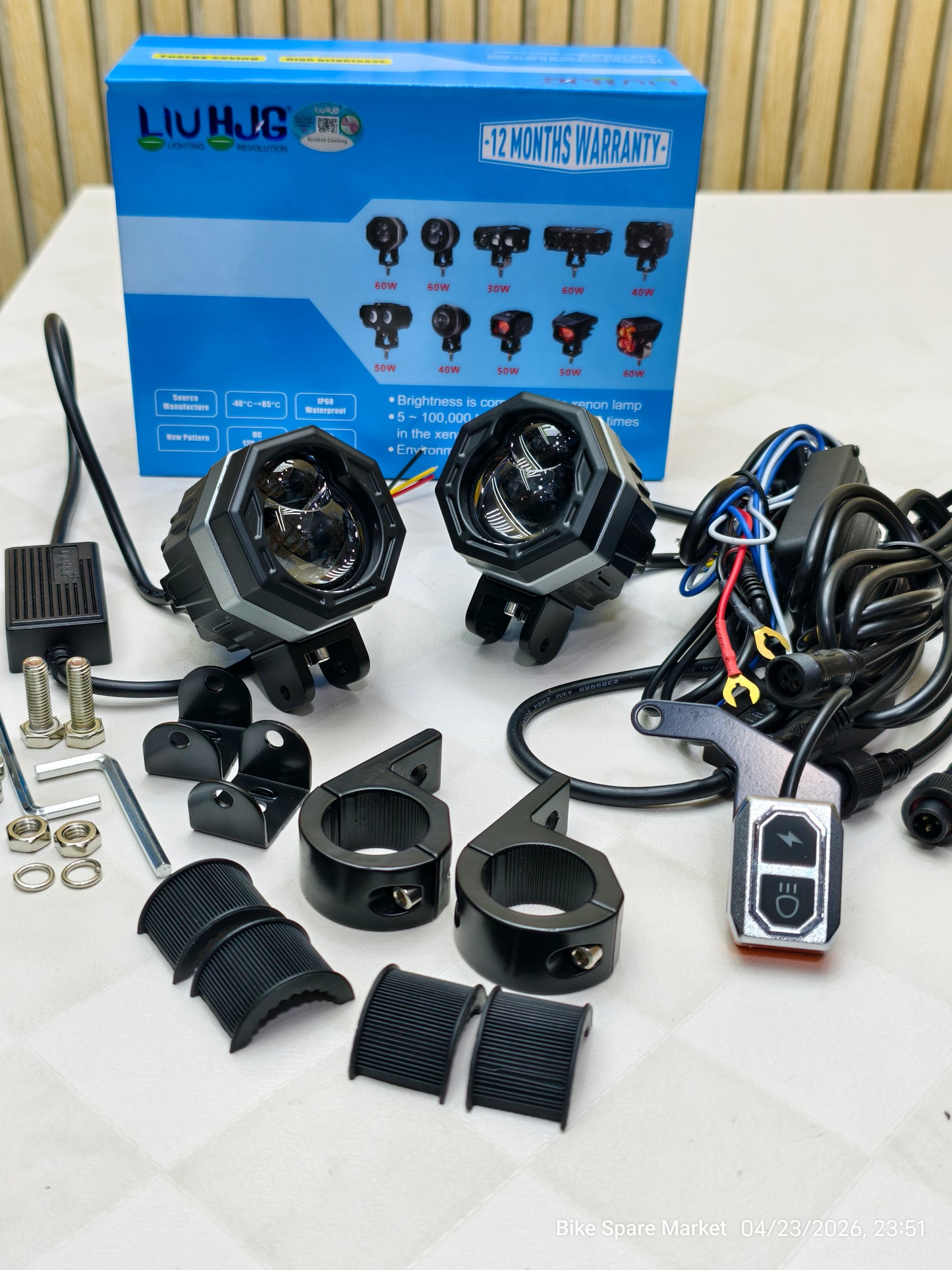HJG 125 fog Light With Moto Powerz Harness and Clamp 120w ( 1 year warranty )