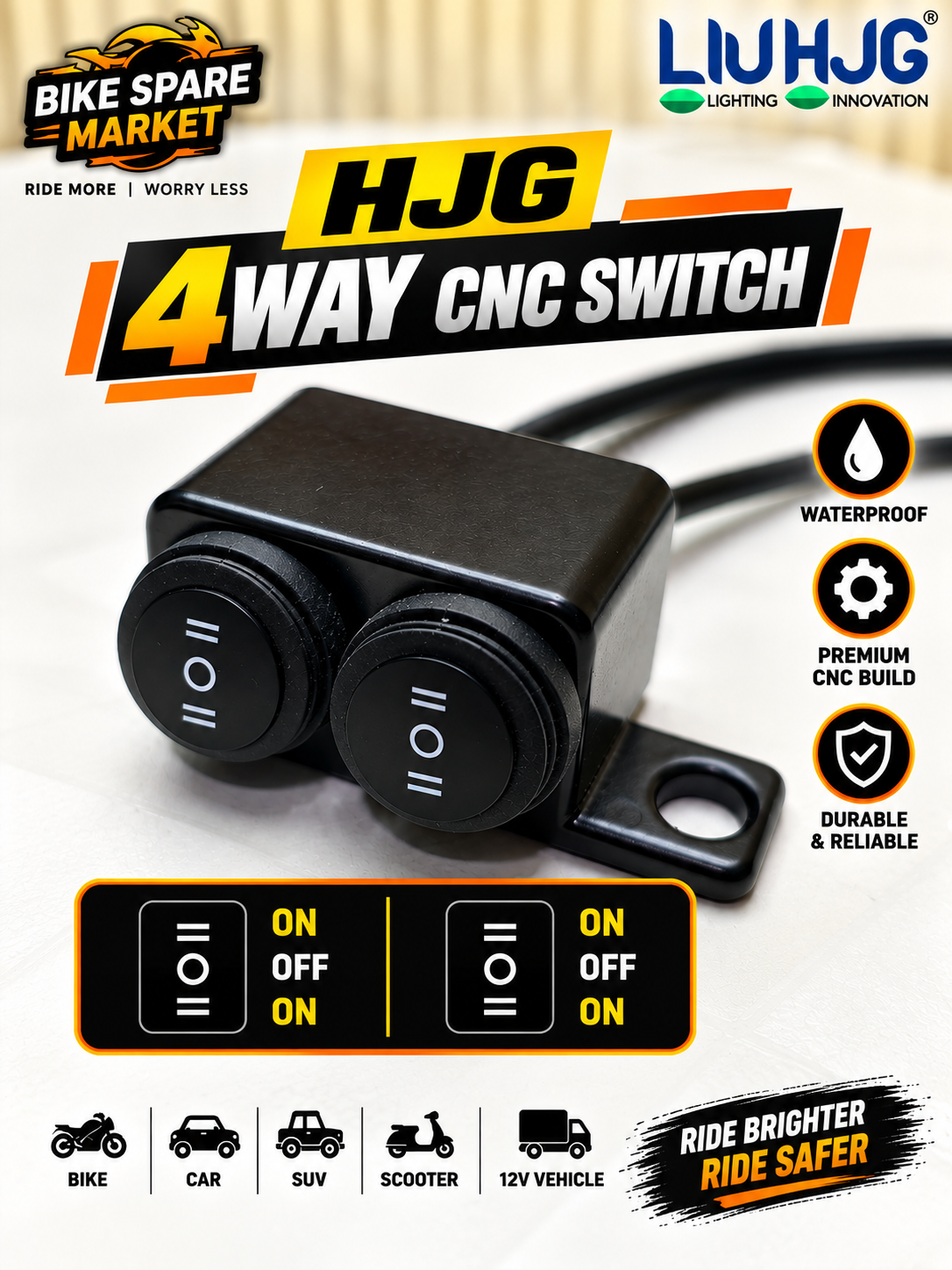 4way CNC Switch Black Mirror Fitting