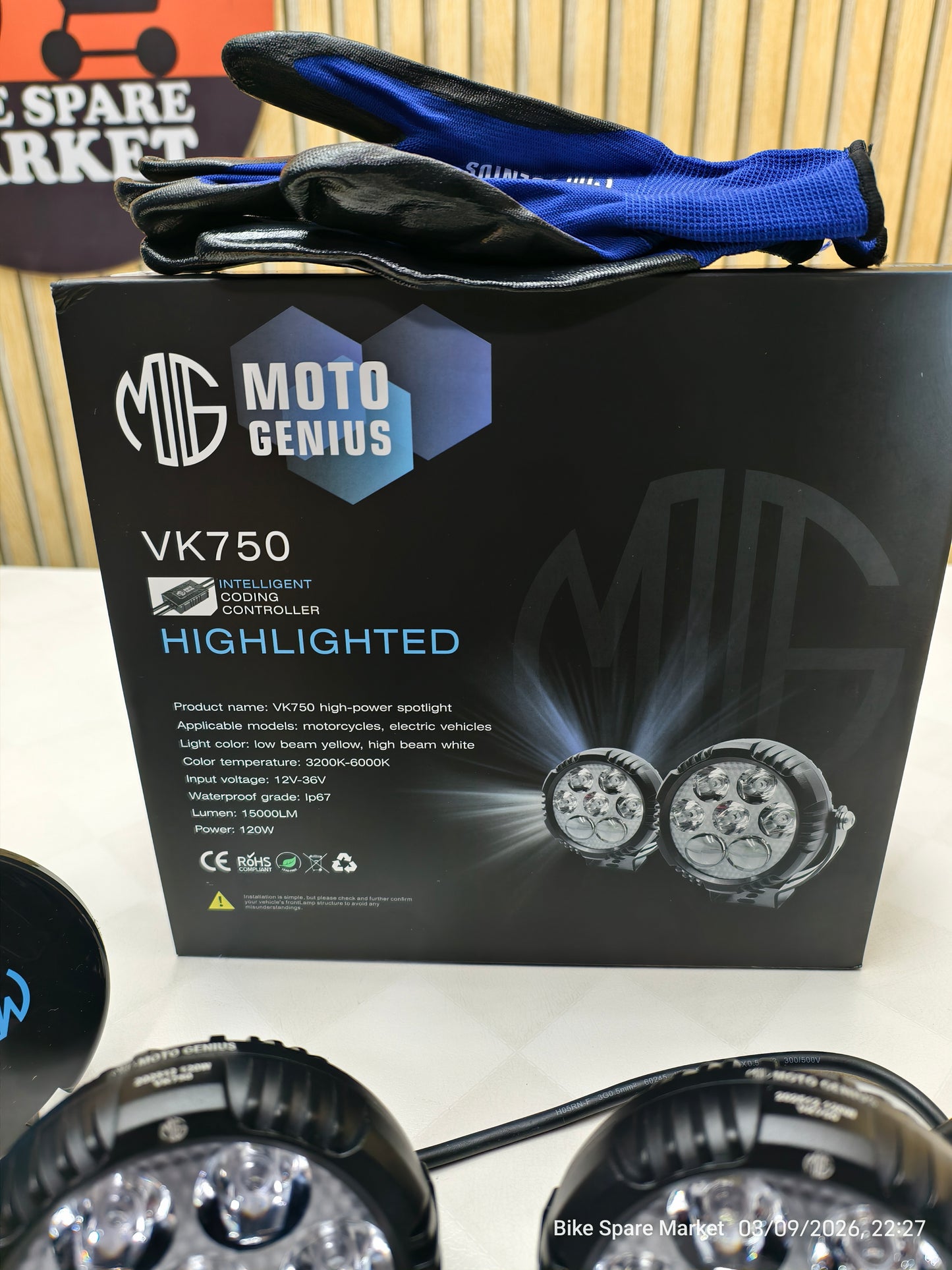 Moto Genius Vk750 120w Spot + Spread With Harness Full kit
