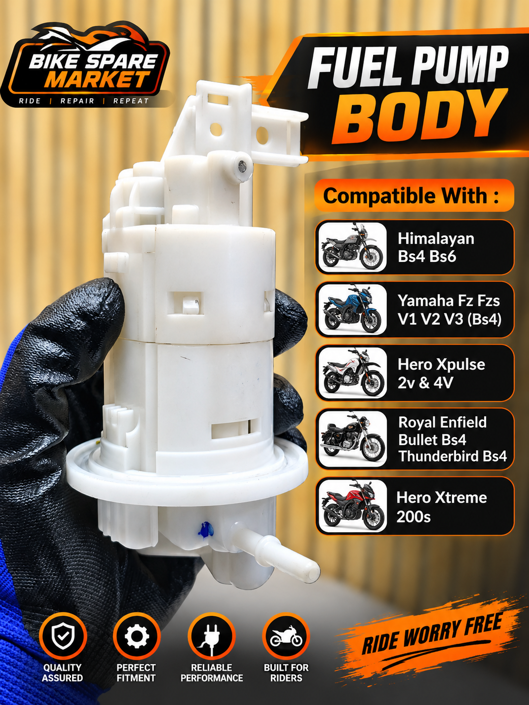 Fuel Pump Body Himalayan Bs4 Bs6 / Yamaha Fz Fzs V1 V2 V3(Bs4)/ Hero Xpulse 2v & 4V / Royal Enfield Bullet Bs4 Thunderbird Bs4 / Hero Xtreme 200s