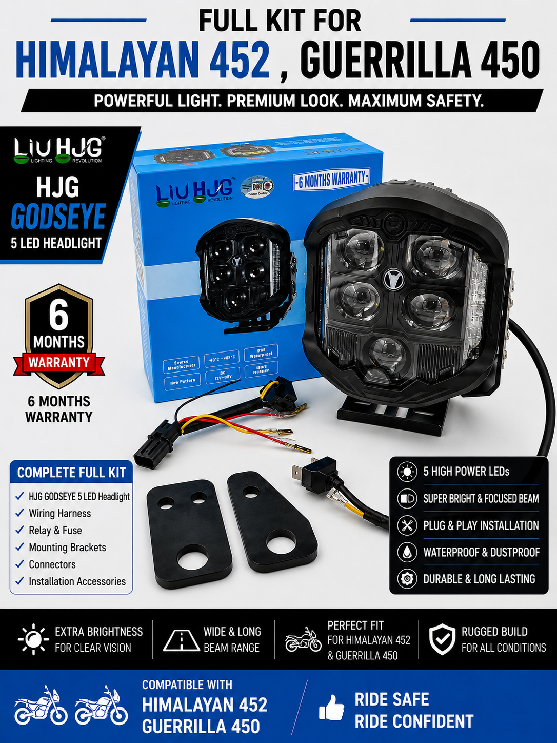(Full kit) HIMALAYAN 452 , Guerrilla 450 HJG GODS EYE V2 90w low 120w high ( 6m Warranty )