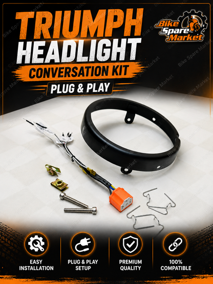 TRIUMPH HEADLIGHT LED TO H4 CONVERSION KIT PLUG AND PLAY ( Ring , Coupler , Nutbolt Clip , Lock Clips )