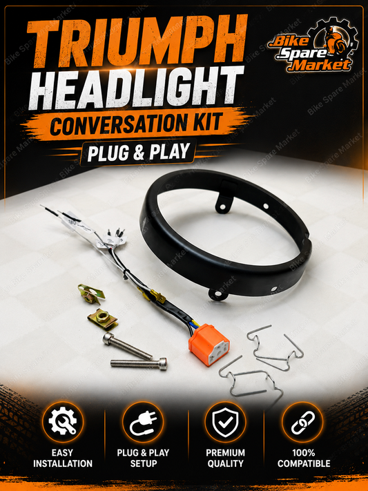 TRIUMPH HEADLIGHT LED TO H4 CONVERSION KIT PLUG AND PLAY ( Ring , Coupler , Nutbolt Clip , Lock Clips )