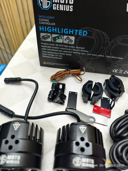 MOTO GENIUS Vk-G10 80W FOG LIGHT WITH HARNESS CLAMP FULL KIT