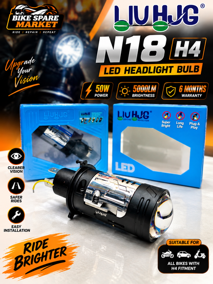 HJG N18 H4 50w 5000LM PROJECTOR HEADLIGHT Bulb ( 6M WARRANTY )