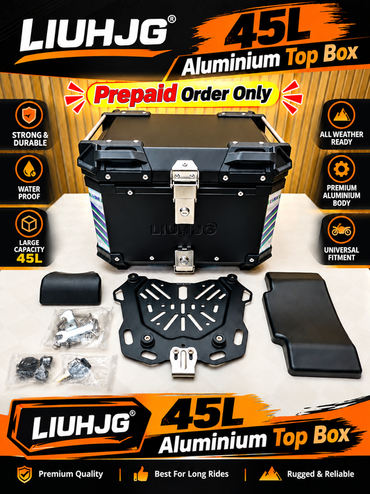HJG 45L Aluminium Top Box With Back Rest