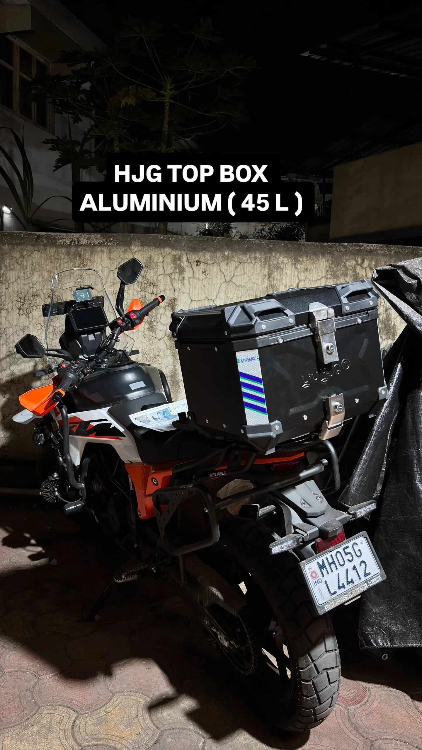 HJG 45L Aluminium Top Box With Back Rest