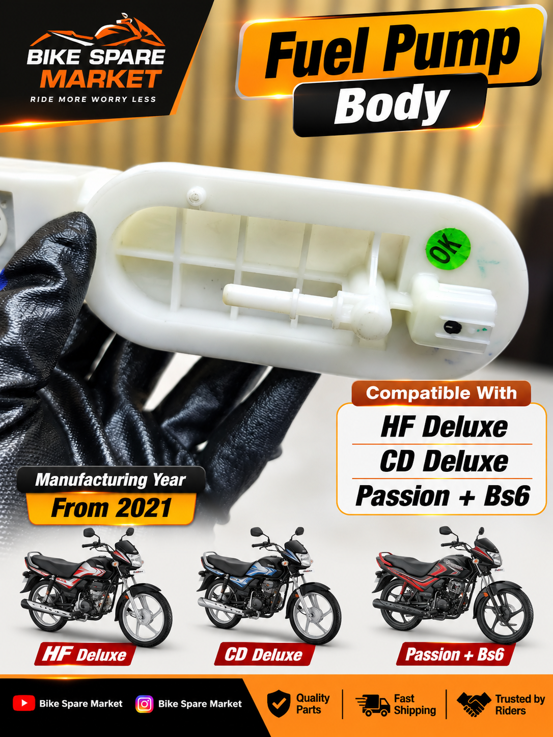 Hero HF Deluxe Fuel Pump Body ( after 2022 Model )