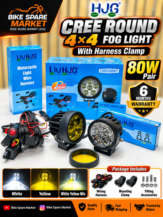 HJG CREE Round 4×4 80w fog light With Harness Clamp (6m Warranty)
