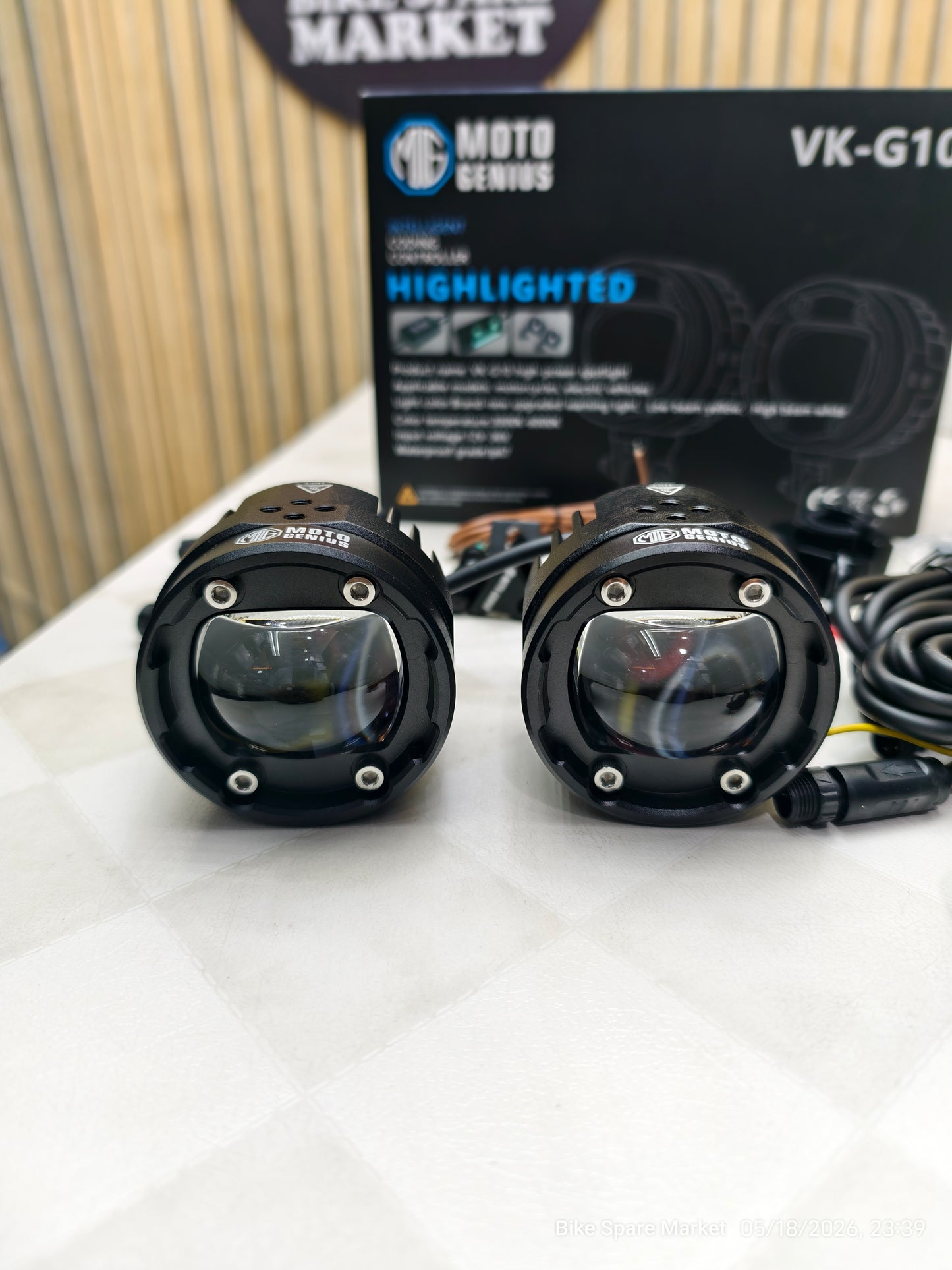 MOTO GENIUS Vk-G10 80W FOG LIGHT WITH HARNESS CLAMP FULL KIT