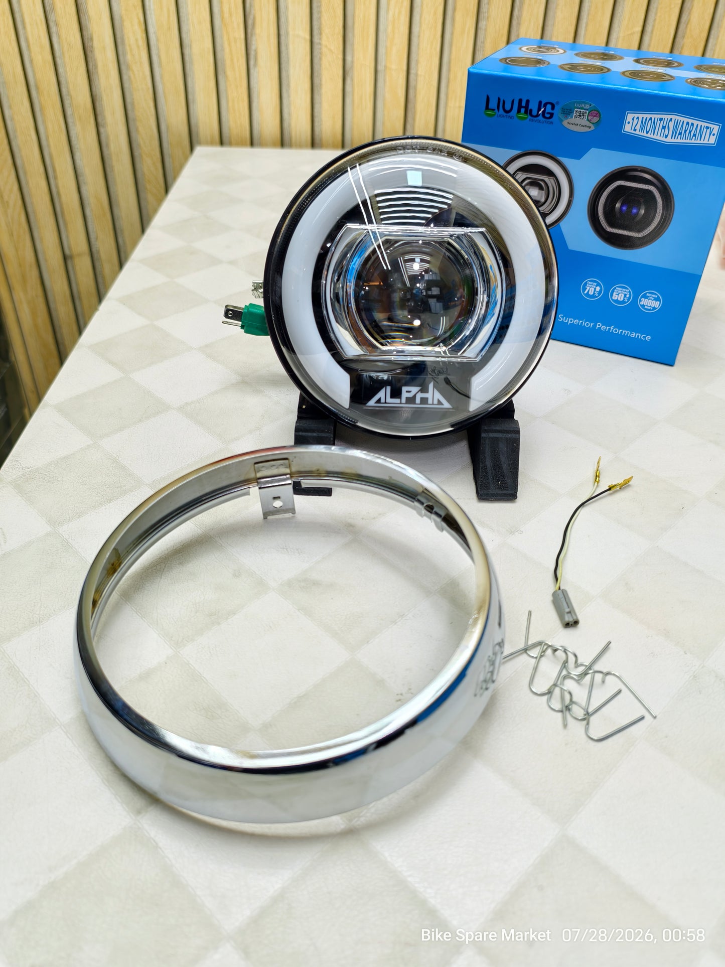( Meteor 350 Halogen ) HJG ALPHA C-325 Projector Headlight 128 watt High 68w Low 60w Full Kit ( 6m Warranty )