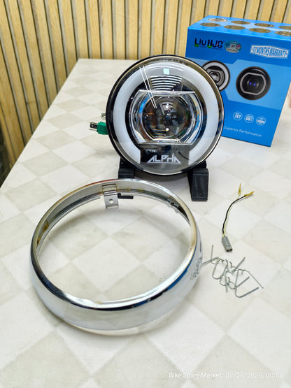 ( Meteor 350 Halogen ) HJG ALPHA C-325 Projector Headlight 128 watt High 68w Low 60w Full Kit ( 6m Warranty )
