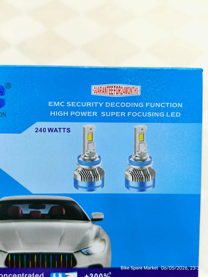 HJG 240w 4300K (Warm White) 24000LM LED Headlight Bulb – 12 Months Warranty