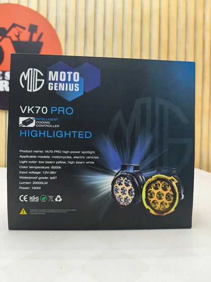 Moto Genius VK 70 Pro 160W DRL With Harness Full kit